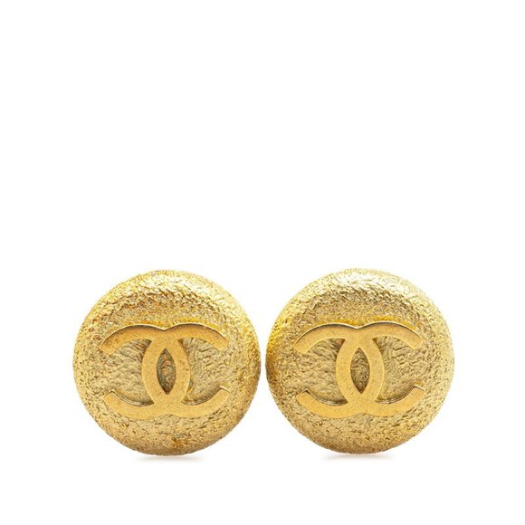 CHANEL Vintage Gold Logo Earrings - Picture 1 of 4